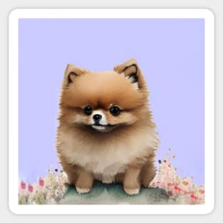 Cute Pomeranian Puppy Art 8 Sticker